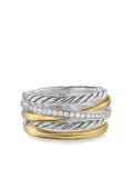 David Yurman 18kt yellow gold Crossover Five Row diamond ring (11mm) - Silver