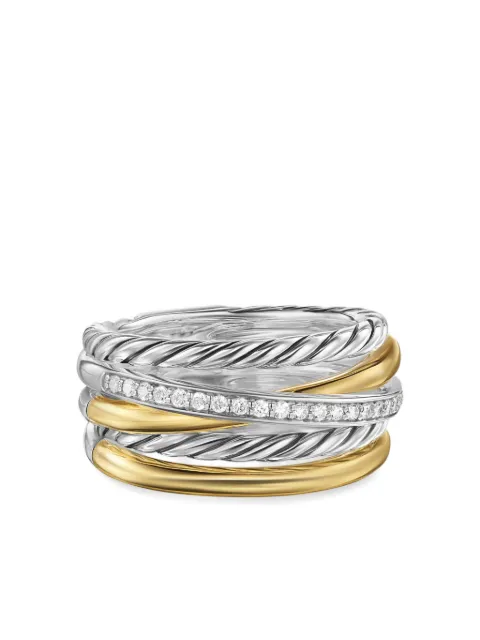 David Yurman bague Crossover Five Row en or 18ct pavée de diamants (11 mm)