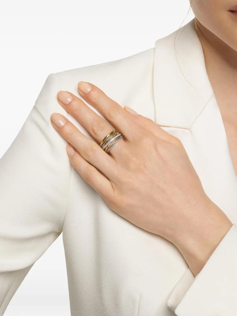 David Yurman bague Crossover Five Row en or 18ct pavée de diamants (11 mm) | Image 2