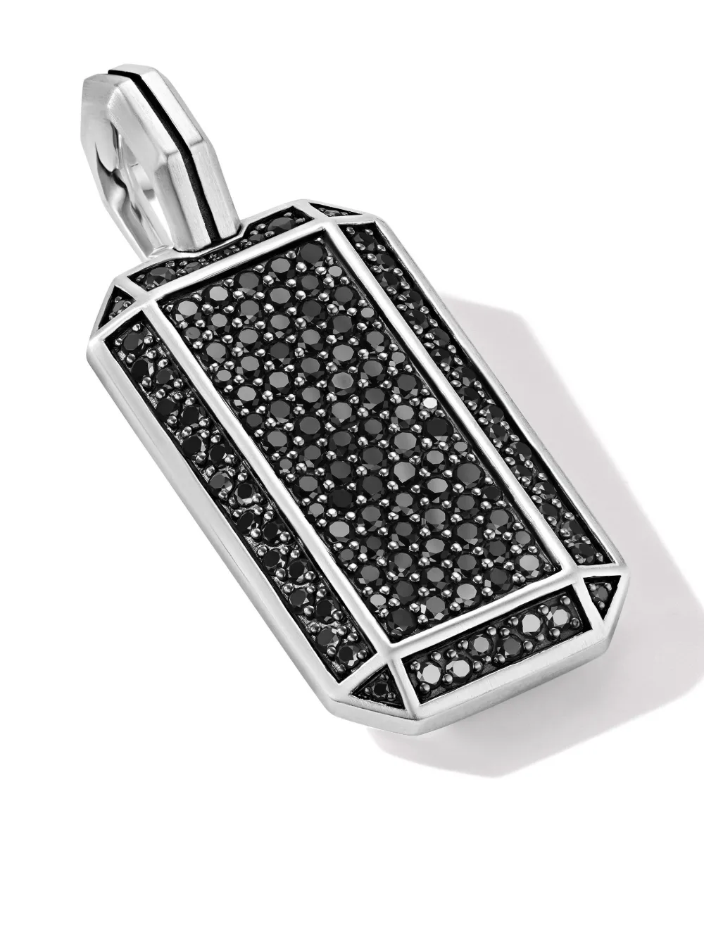 David Yurman Sterling Silver Black Diamond Tag Amulet In Silver