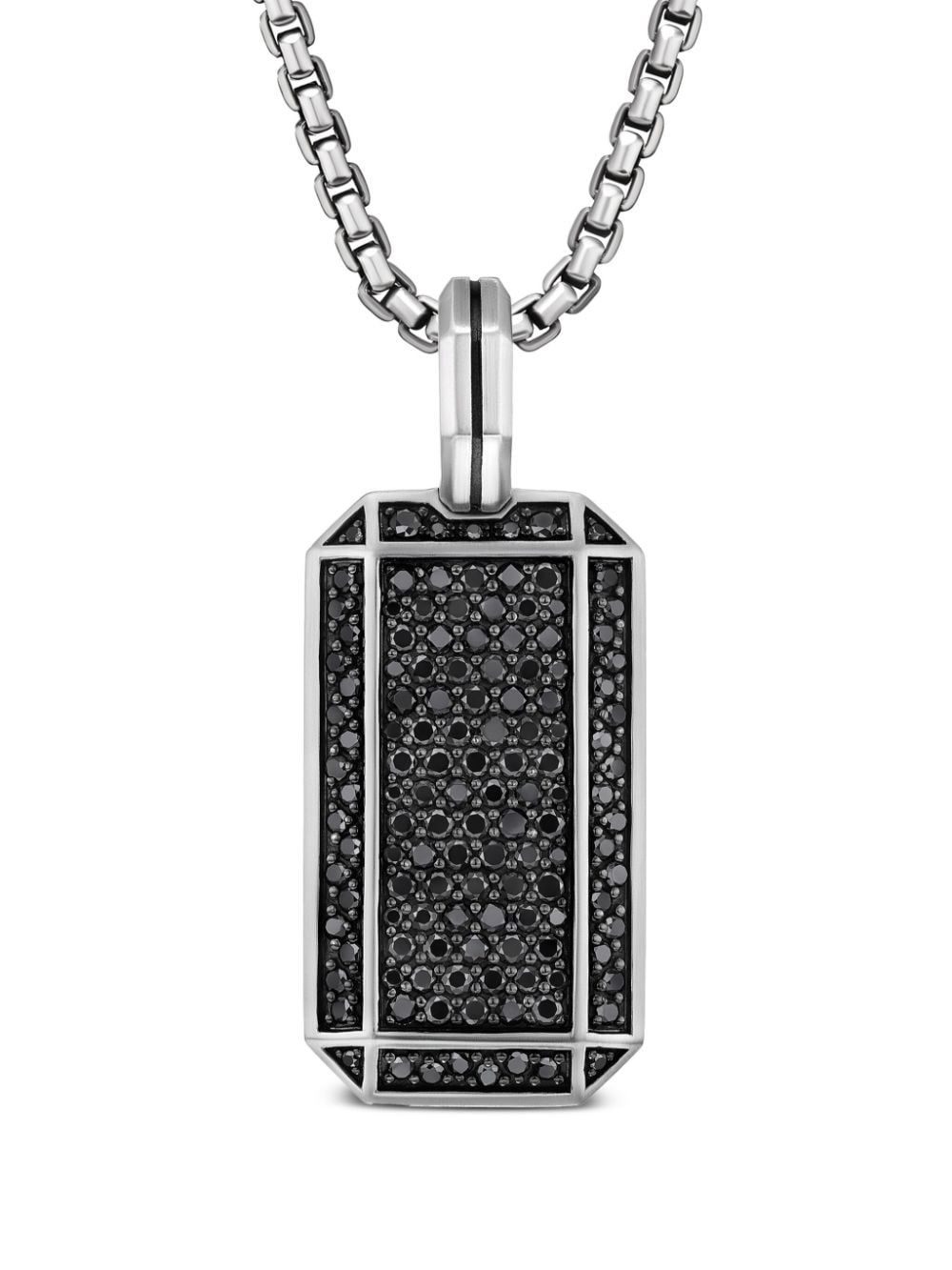 David Yurman Sterling Silver Black Diamond Tag Amulet In Metallic