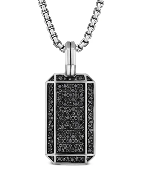 David Yurman Octagonal Sterlingsilber-Anhänger mit Diamanten 27mm