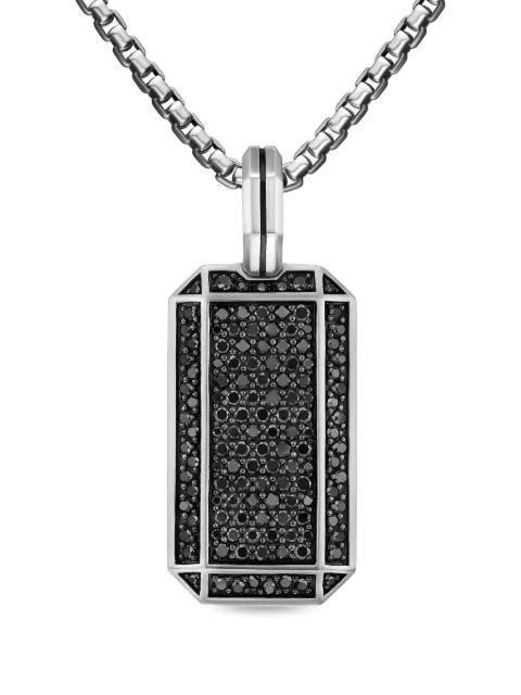 David Yurman sterling silver Octagonal diamond tag (27mm)