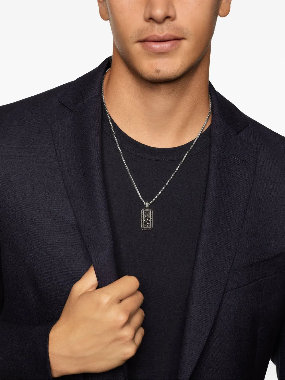 David Yurman شارة 'أوكتاغون' فضة إسترليني مرصعة بألماس (27 ملم) | Image 2