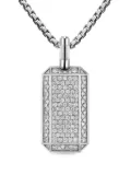 David Yurman sterling silver Deco diamond tag (27mm)