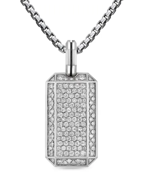 David Yurman étiquette Deco en argent sterling sertie de diamants (27 mm)