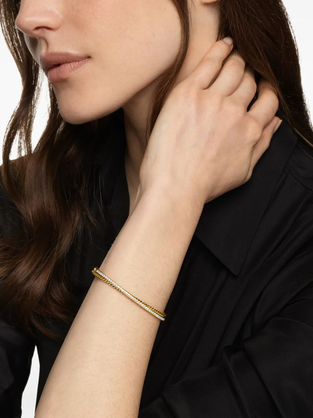 David Yurman bracelet Crossover Two Row en or 18ct pavé de diamants | Image 2