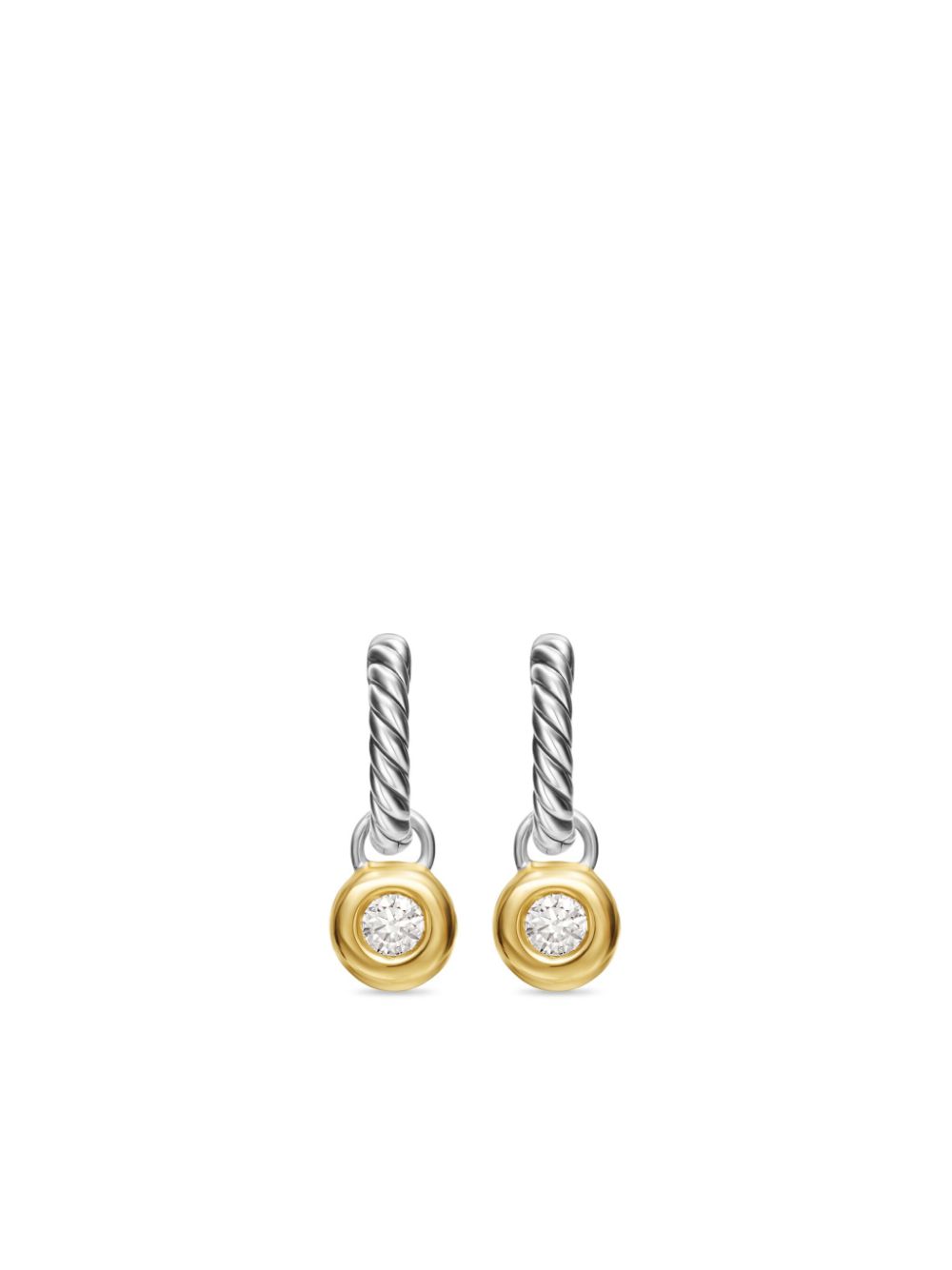 14kt yellow gold and sterling silver Petite Cable diamond earrings (17.5mm)