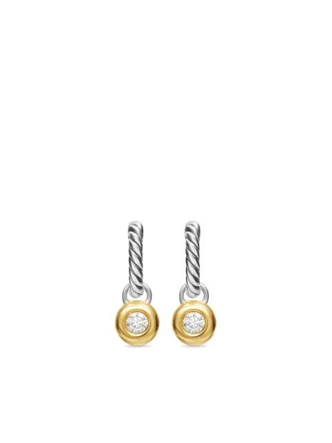 David Yurman 14kt yellow gold and sterling silver Petite Cable diamond earrings (17.5mm)