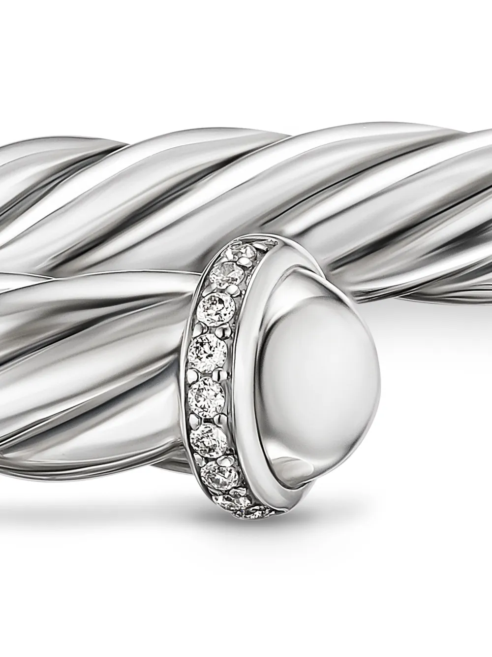 DAVID YURMAN STERLING SILVER CABLE DIAMOND CUFF BRACELET (6MM)