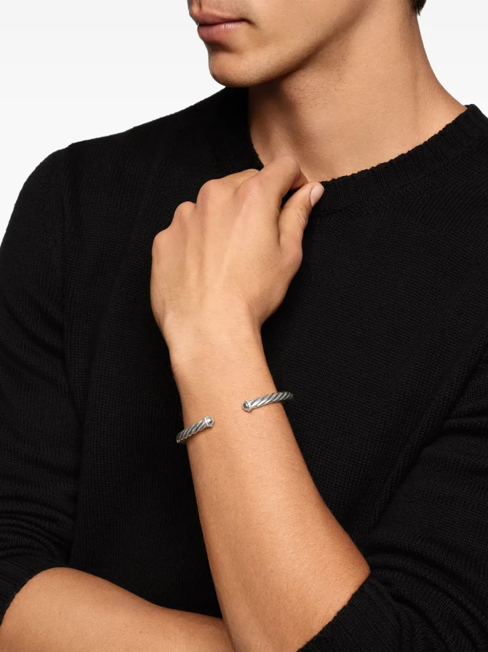 David Yurman sterling silver Cable diamond cuff bracelet (6mm) | Image 2