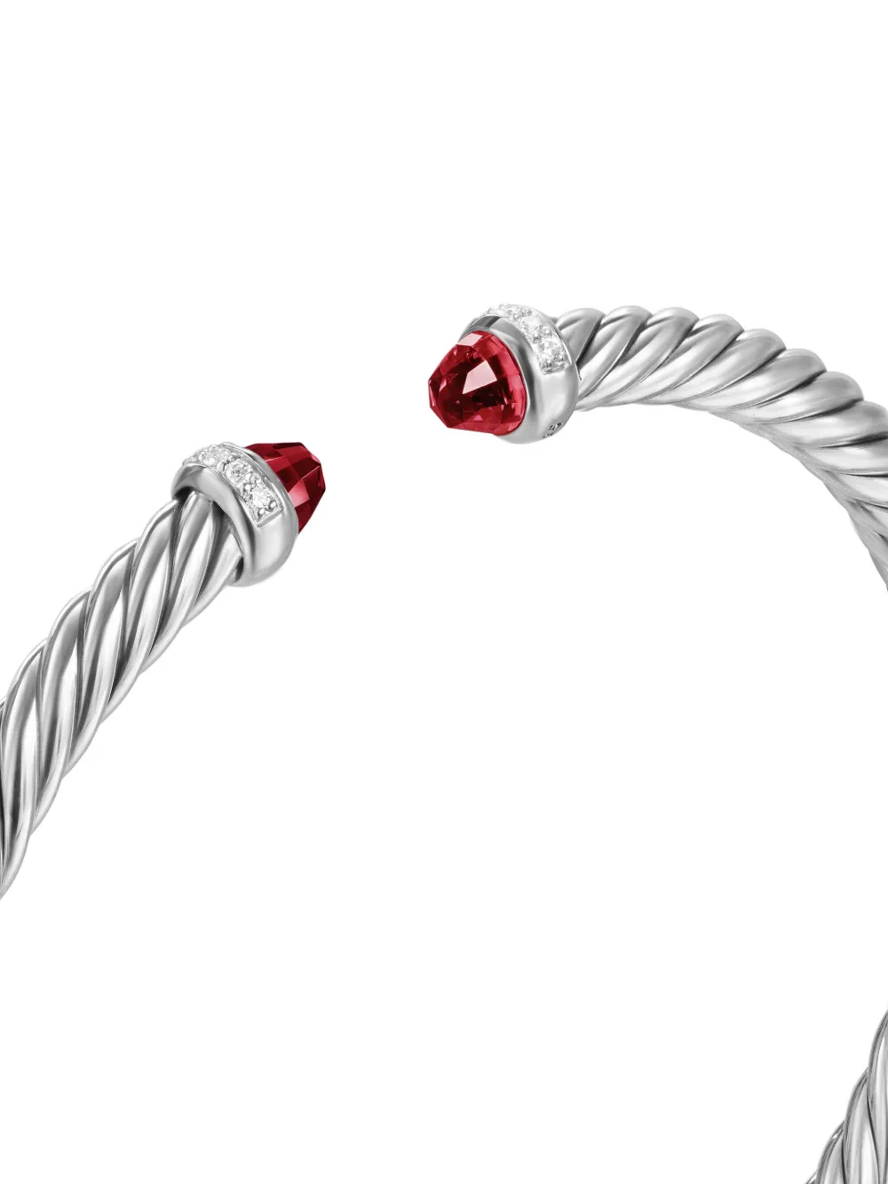 David Yurman Sterling Silver Cablespira Garnet And Diamonds Bracelet In Silver