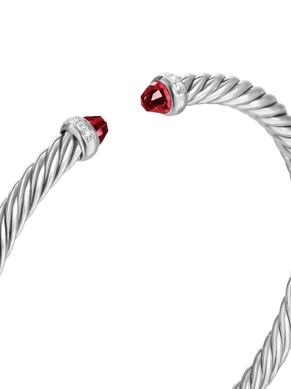 Sterling Silver Cablespira Garnet And Diamond Bracelet (4mm)