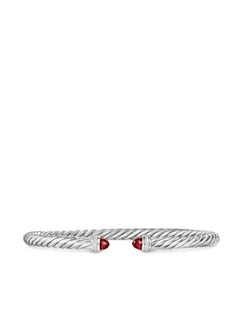 David Yurman bracelet Cablespira en argent sterling serti de grenat et de diamants