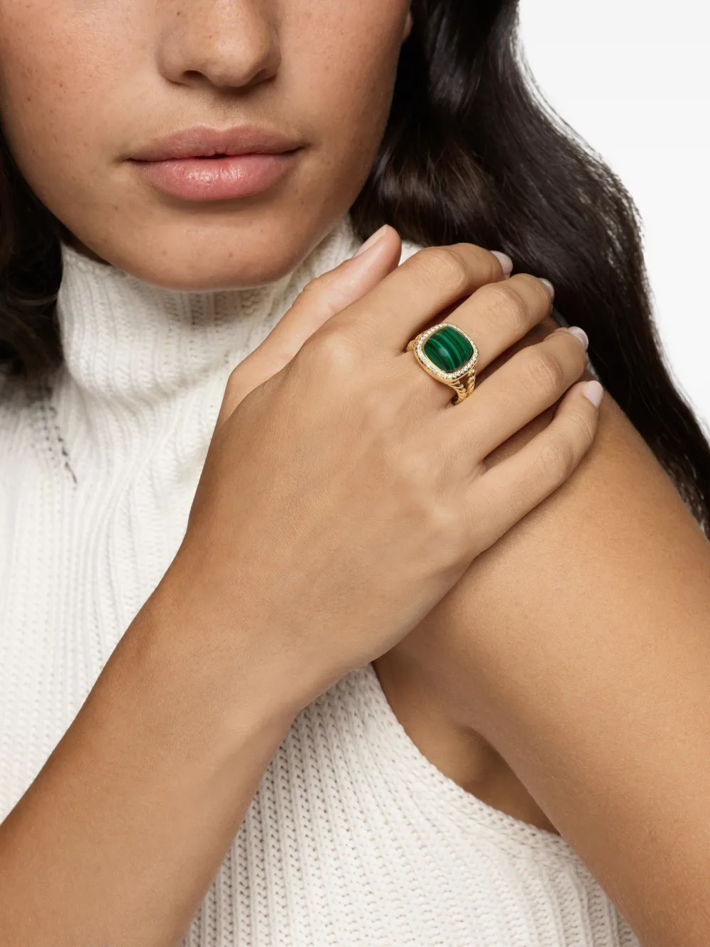 David Yurman 18kt yellow gold Albion malachite and diamond ring (15mm) | Image 2