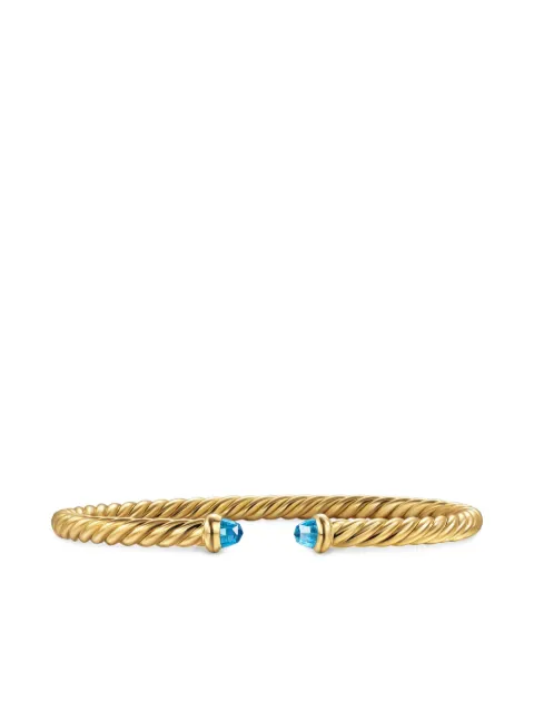 David Yurman 18kt yellow gold Cablespira topaz cuff