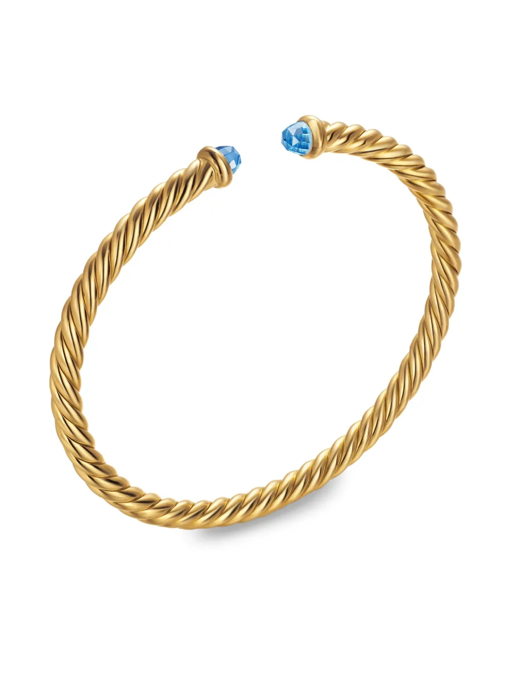  David Yurman 18kt Yellow Gold Cablespira Topaz Cuff 