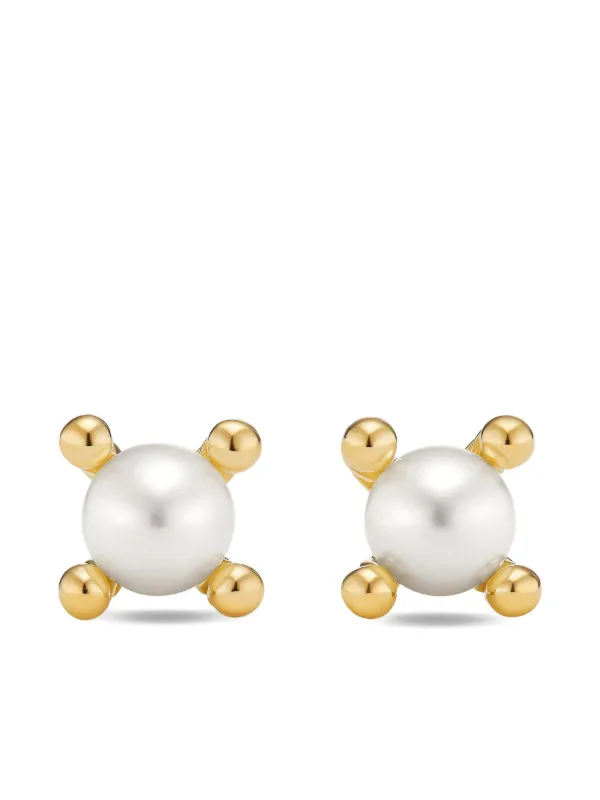 David Yurman 18kt Yellow Gold Petite Modern Renaissance Pearl Stud Earrings (5.5mm)
