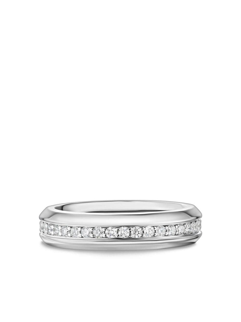 Shop David Yurman 18kt White Gold Streamline® Diamond Ring In Silver