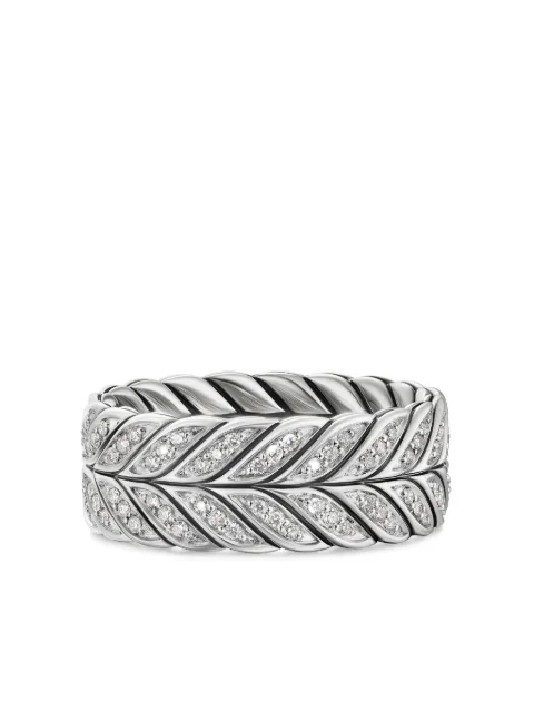 David Yurman sterling silver Chevron diamond ring (9mm)