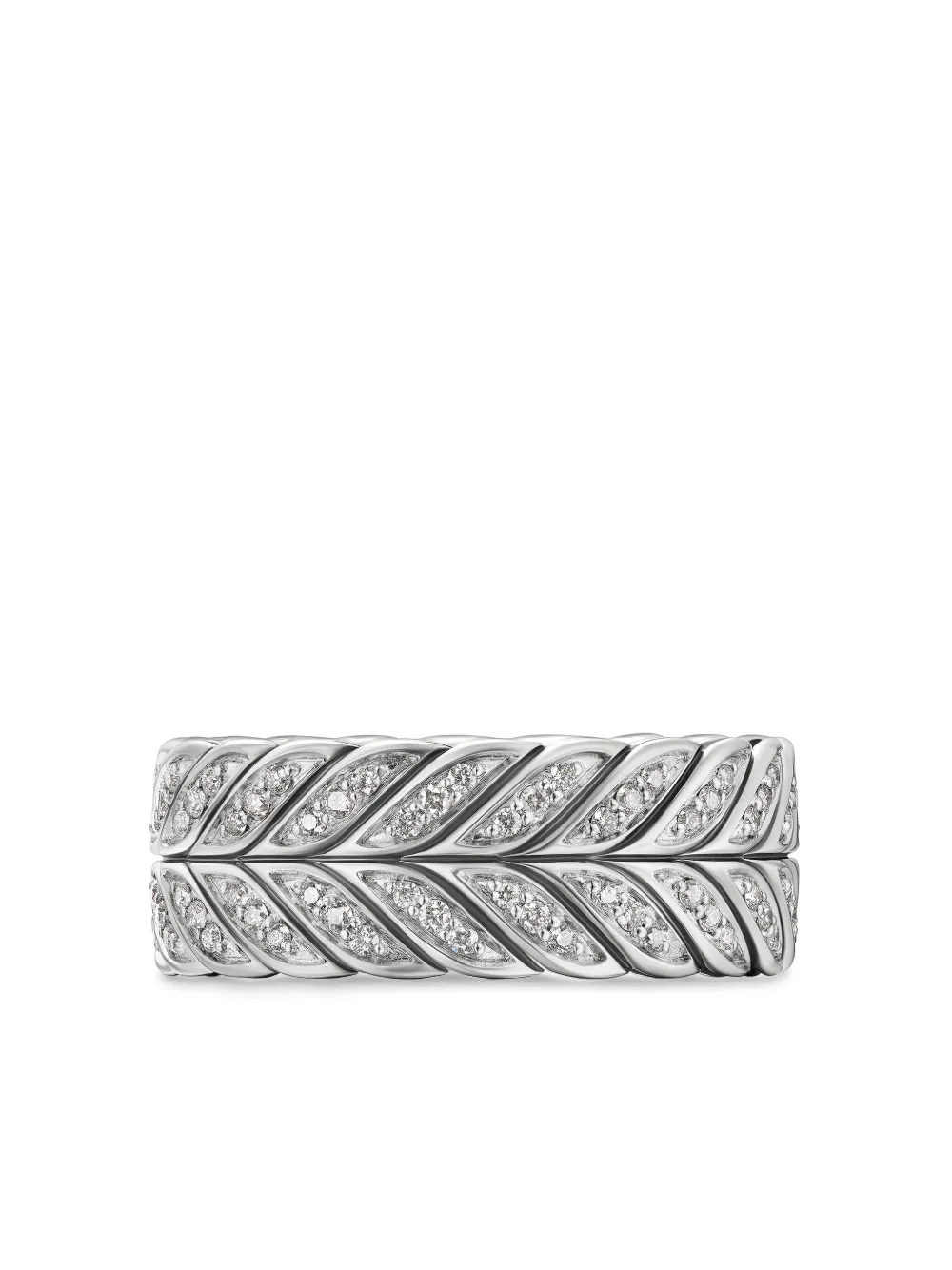 David Yurman Sterling Silver Chevron Diamond Ring In Silver