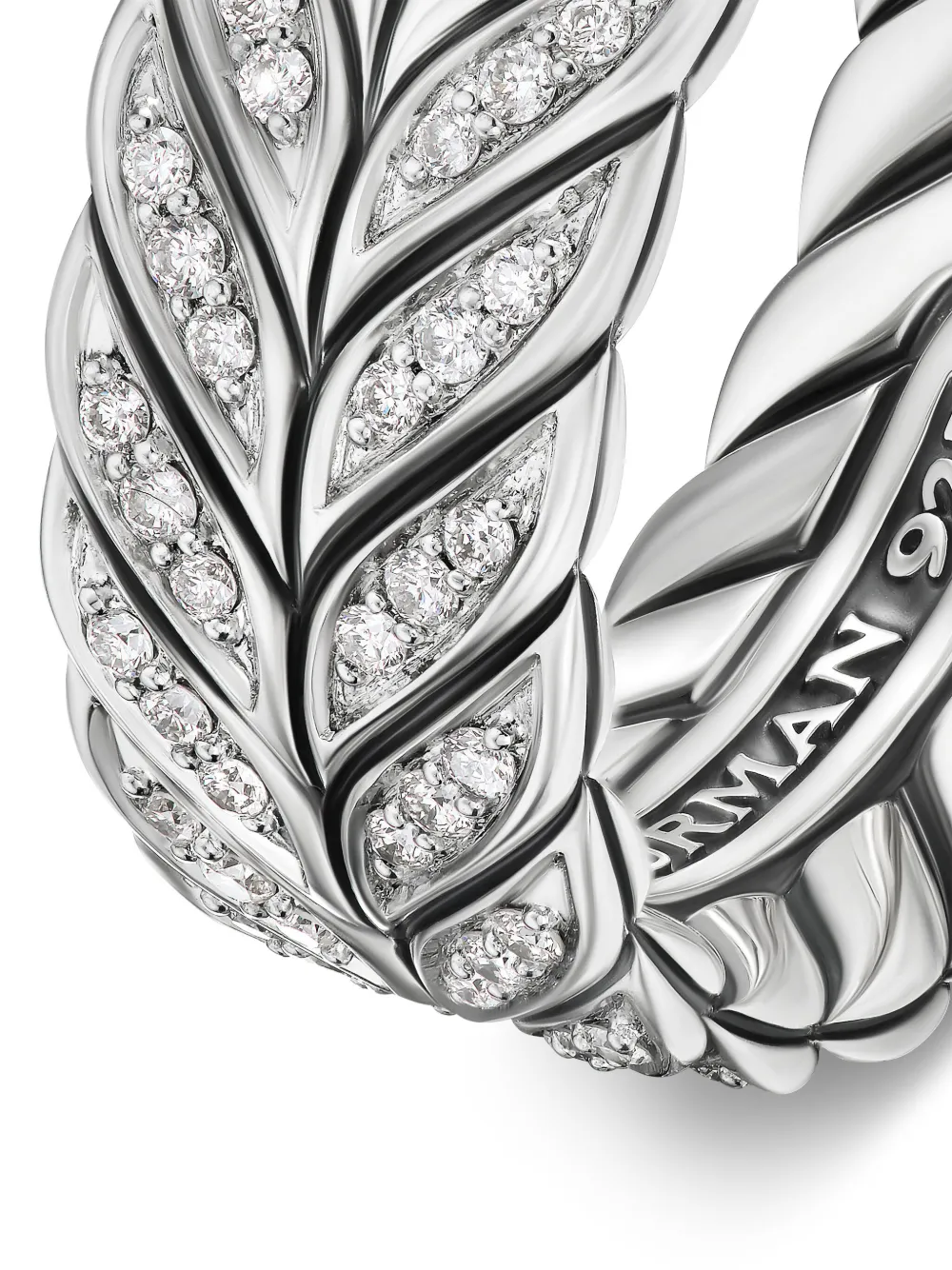 David Yurman Sterling Silver Chevron Diamond Ring In Silver