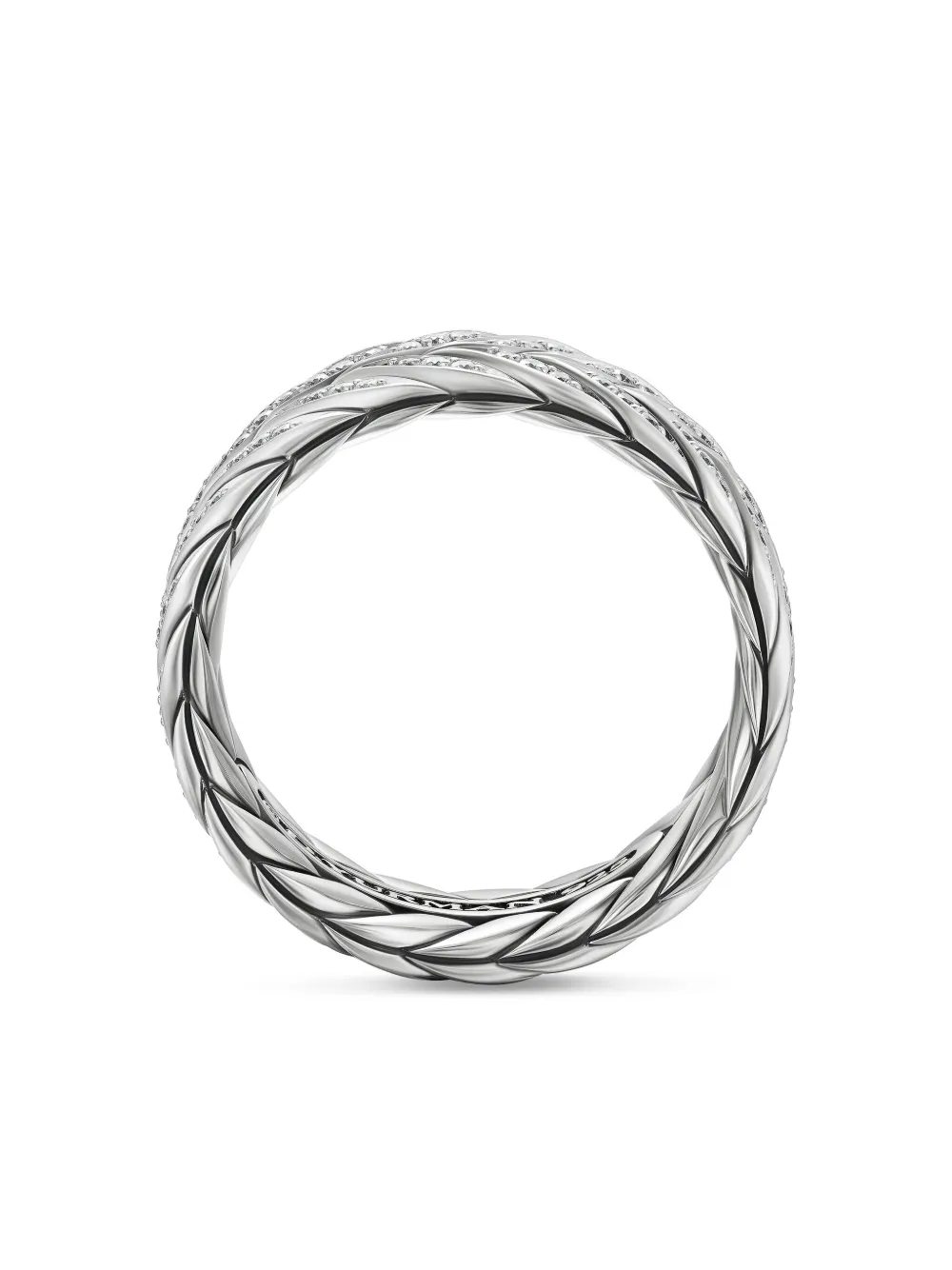 David Yurman Sterling Silver Chevron Diamond Ring In Silver