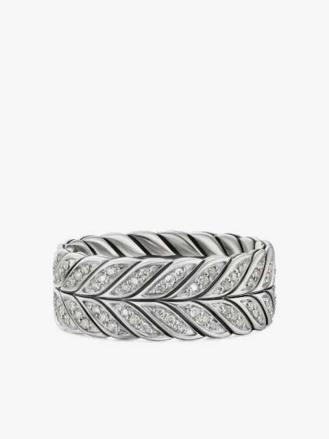 David Yurman sterling silver Chevron diamond ring (9mm)
