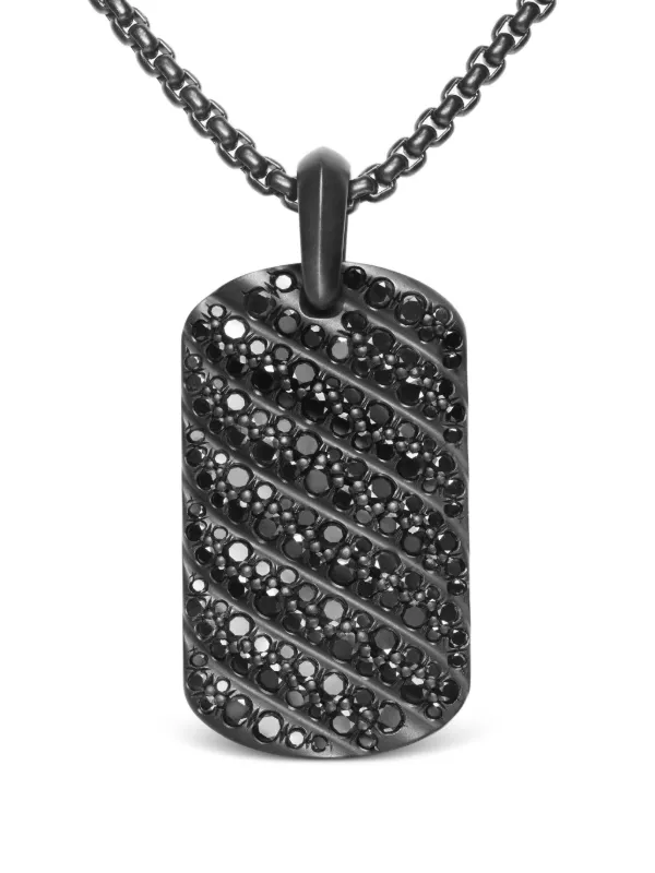 David Yurman Sculpted Cable Diamond Tag Black FARFETCH ID