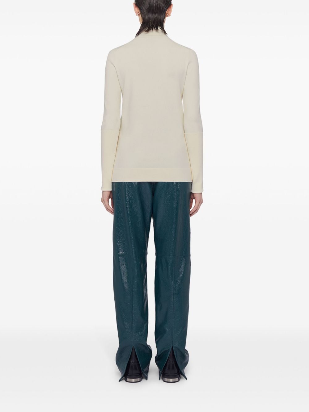 Shop Jil Sander High-neck Ribbed Sweater In Weiss