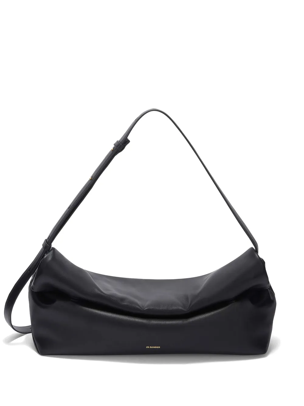 Jil Sander Rollup leren schoudertas Zwart