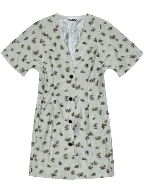 GANNI floral print buttoned minidress