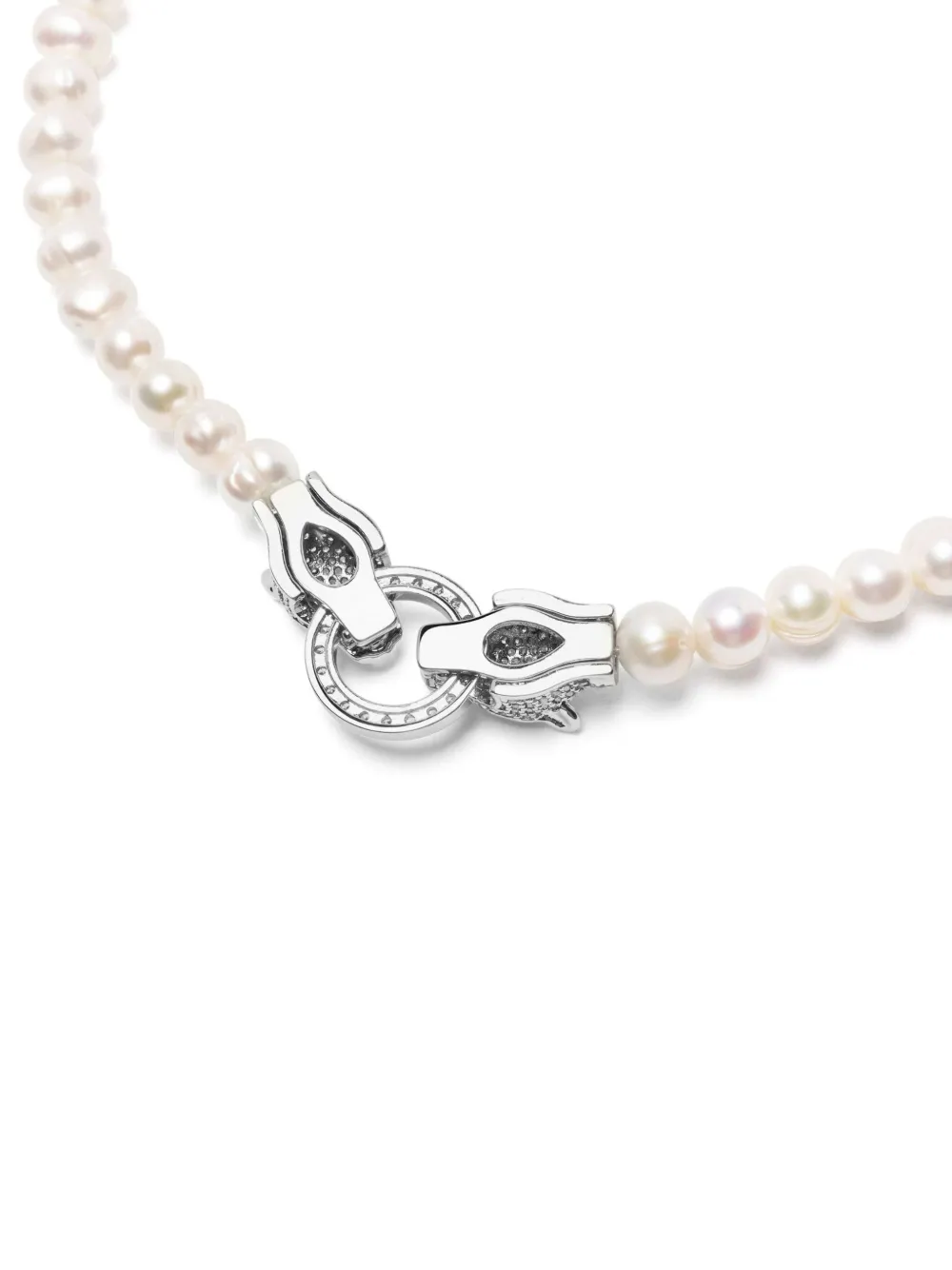 Nialaya Jewelry Panther Head Pearl-embellished Necklace In White