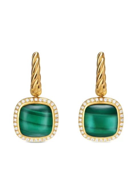 David Yurman 18kt yellow gold Albion malachite and diamond earrings