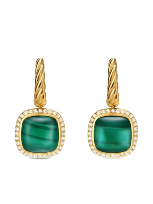 Boucles d'oreilles Albion en 18ct serties de malachite et de diamants - David Yurman - Modalova