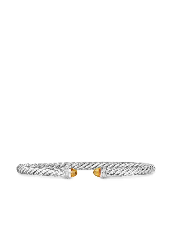 David Yurman Sterling Silver Cablespira Citrine and Diamonds Bracelet (4mm)