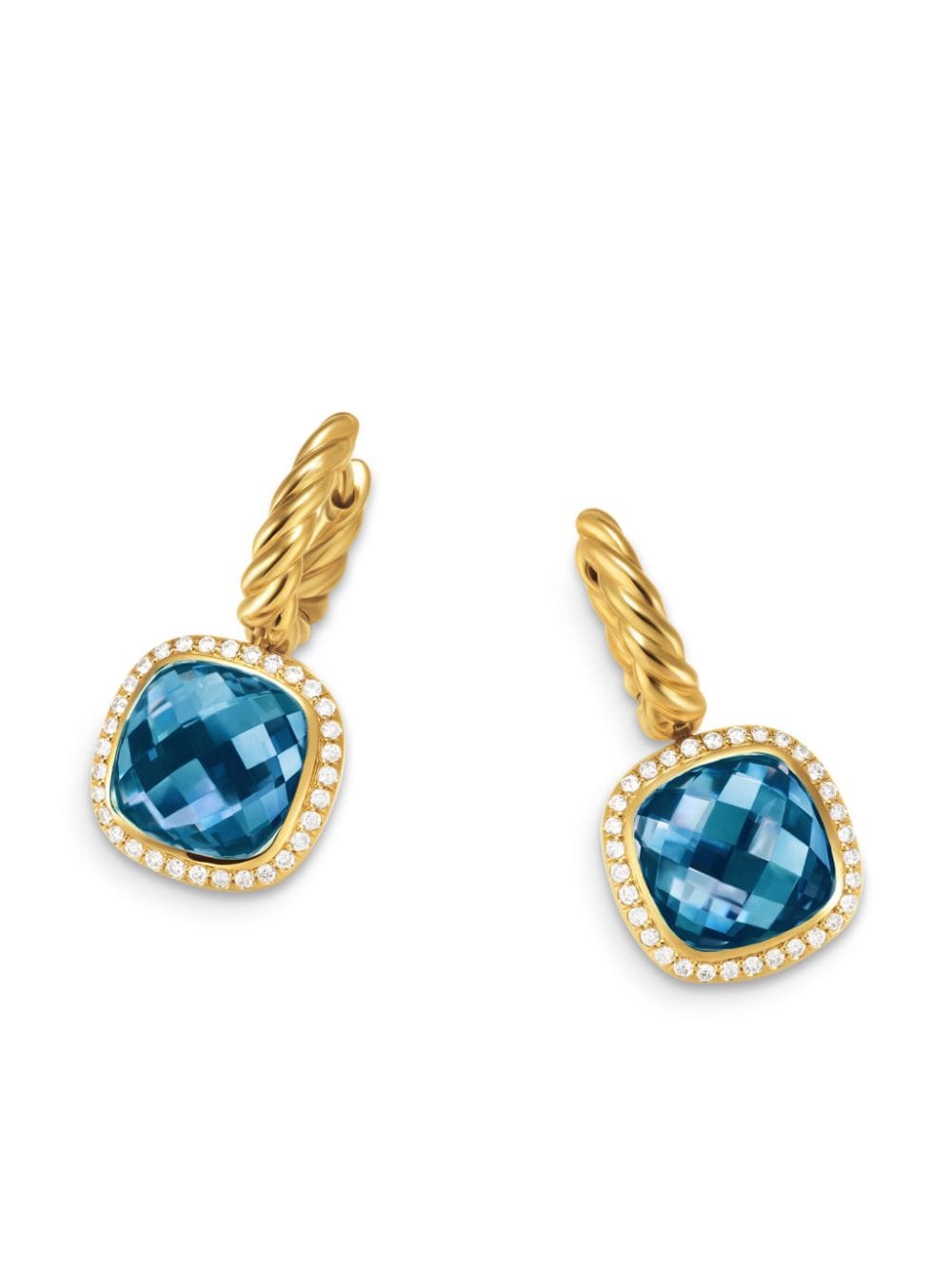 Shop David Yurman 18kt Yellow Gold Albion Topaz And Diamond Earrings