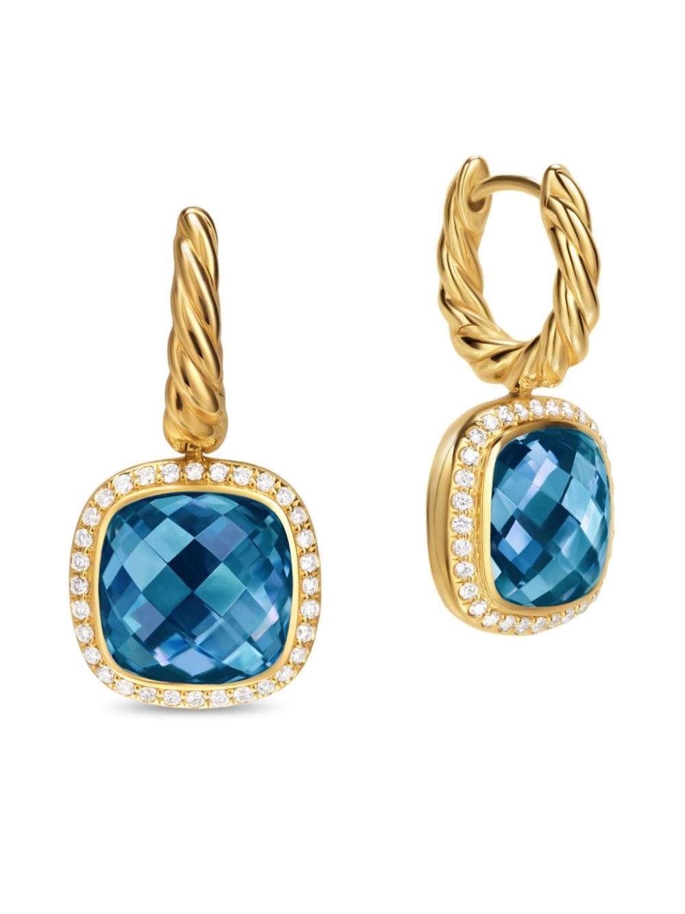 Shop David Yurman 18kt Yellow Gold Albion Topaz And Diamond Earrings