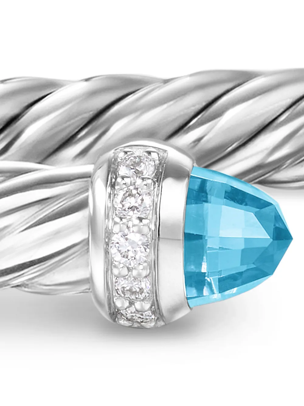 David Yurman Diamond Cable Bangle In Silver