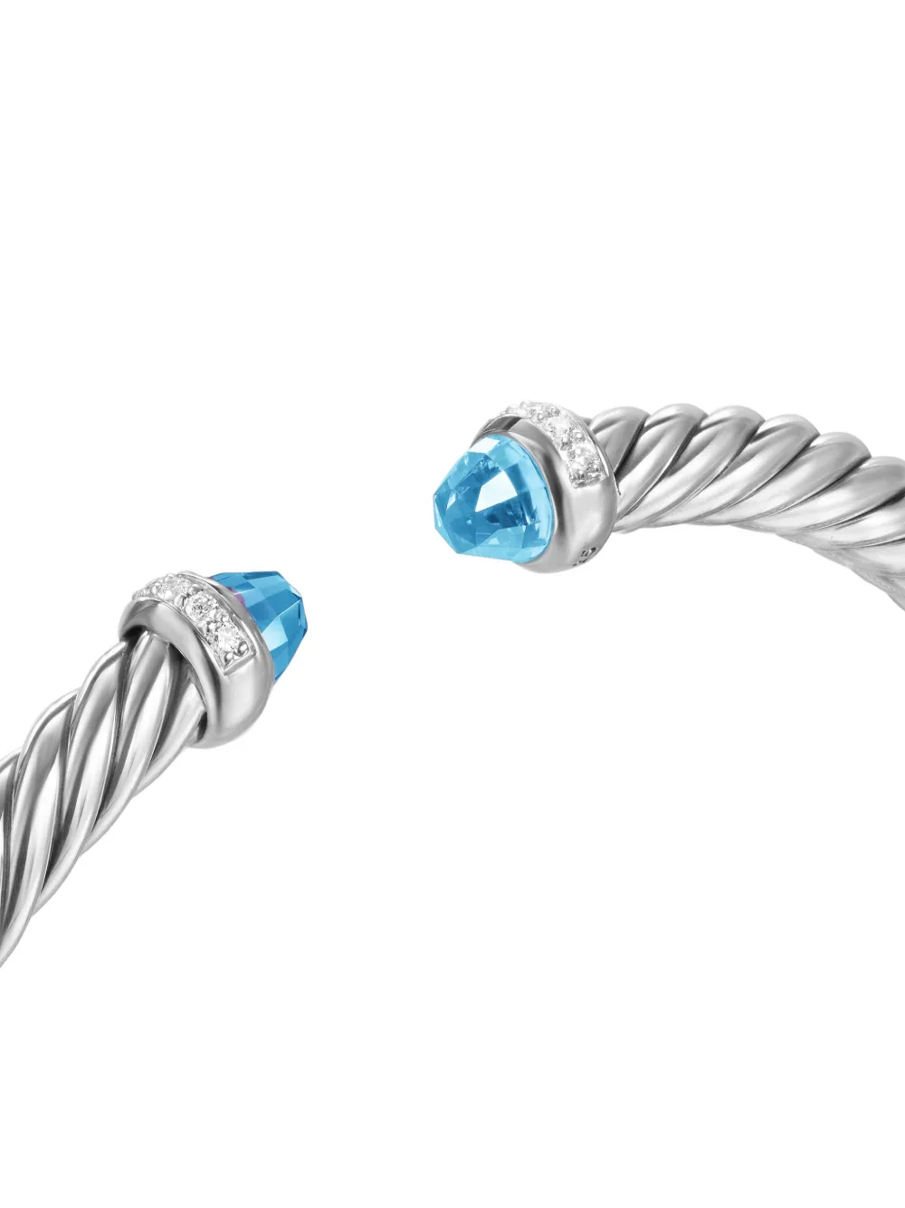 David Yurman Diamond Cable Bangle In Silver