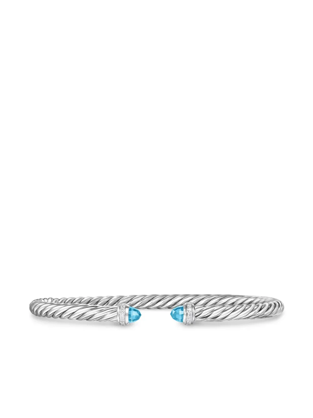 David Yurman Diamond Cable Bangle In Silver
