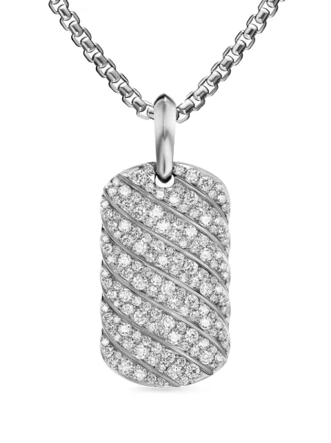 David Yurman etiqueta Sculpted Cable en plata de ley con diamante de 27mm