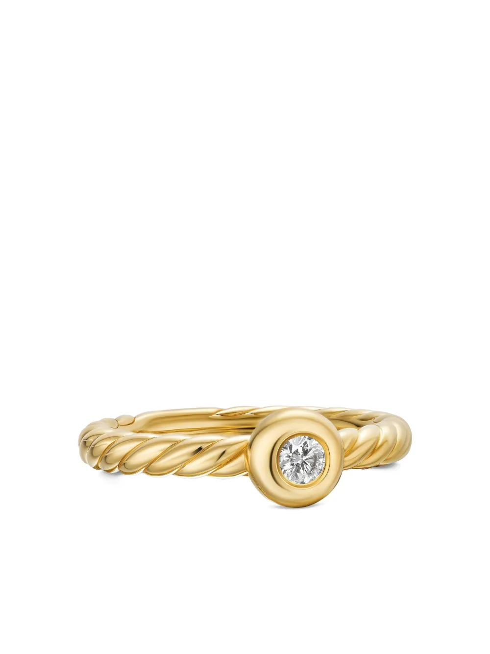David Yurman Petite Cable ダイヤモンド リング 2.8mm 18Kイエローゴールド - ゴールドトーン David Yurman Petite Cable ダイヤモンド リング 2.8mm 18Kイエローゴールド - ゴールドトーン