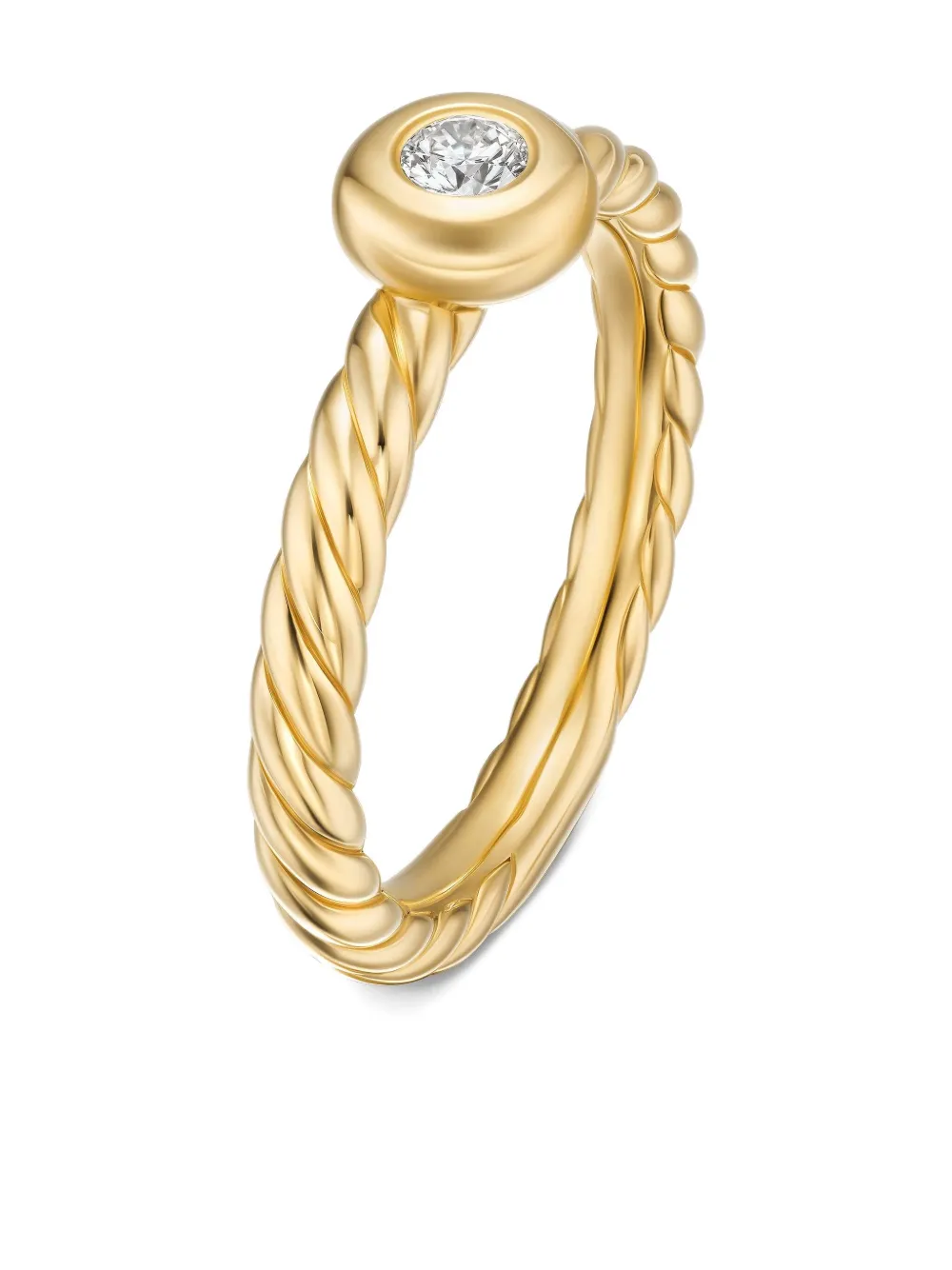  David Yurman 18kt Yellow Gold Petite Cable Diamond Ring (2.8mm) 