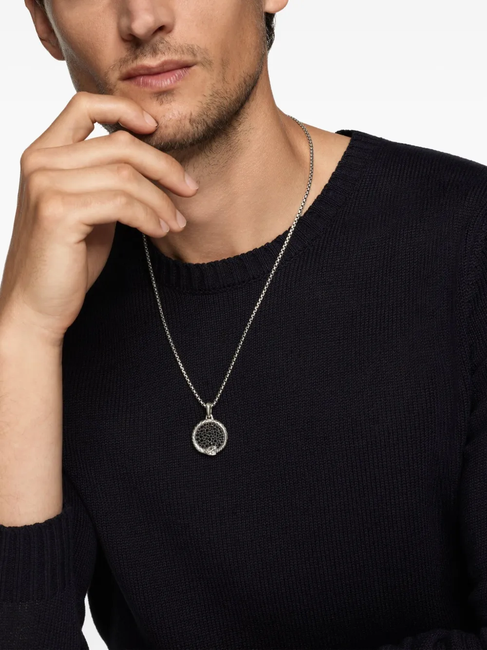David Yurman 纯银 Cairo Ouroboros 钻石吊坠（25毫米） | Image 2