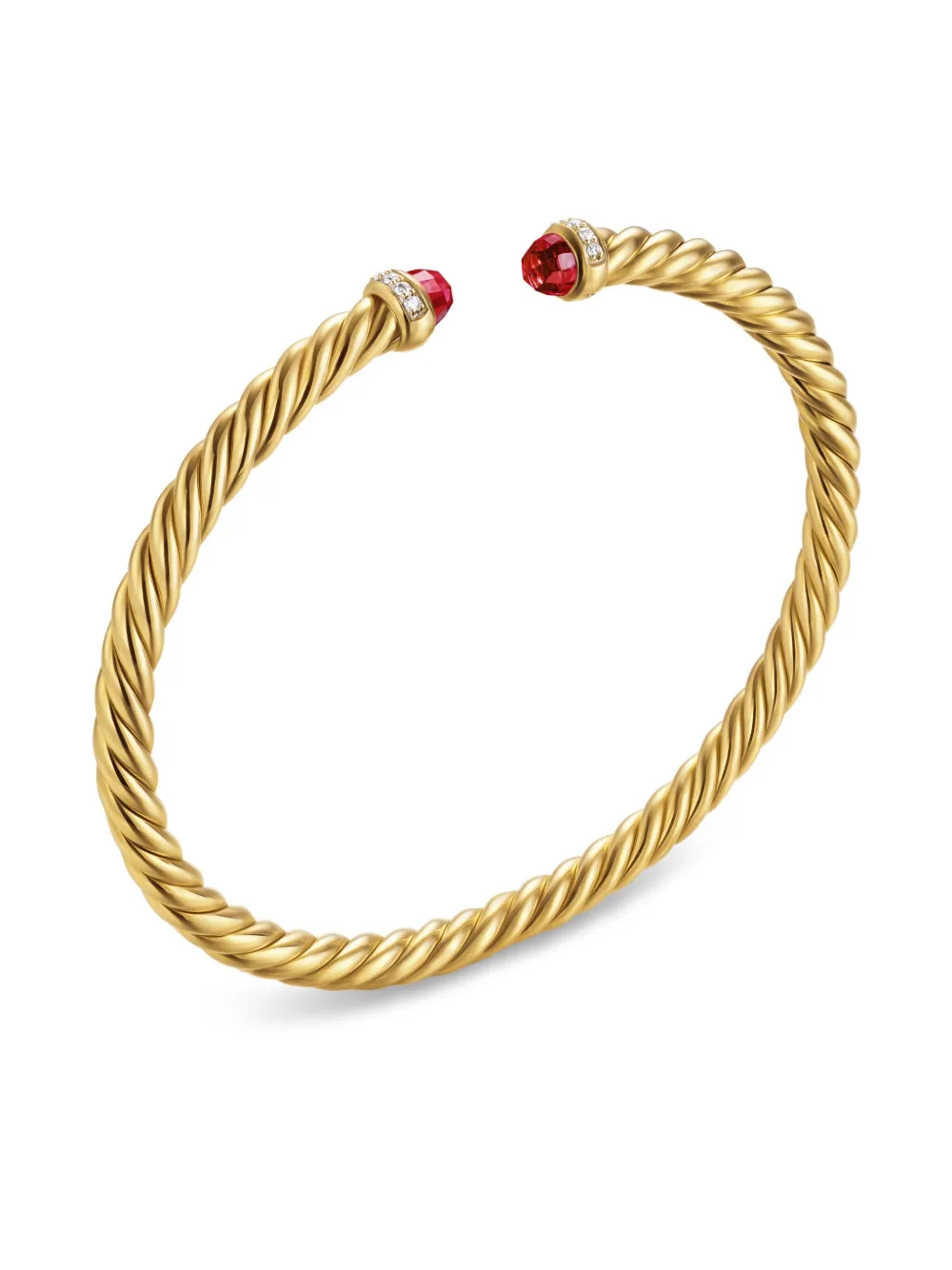 David Yurman 18kt yellow gold Cablespira garnet and diamonds bracelet - Goud