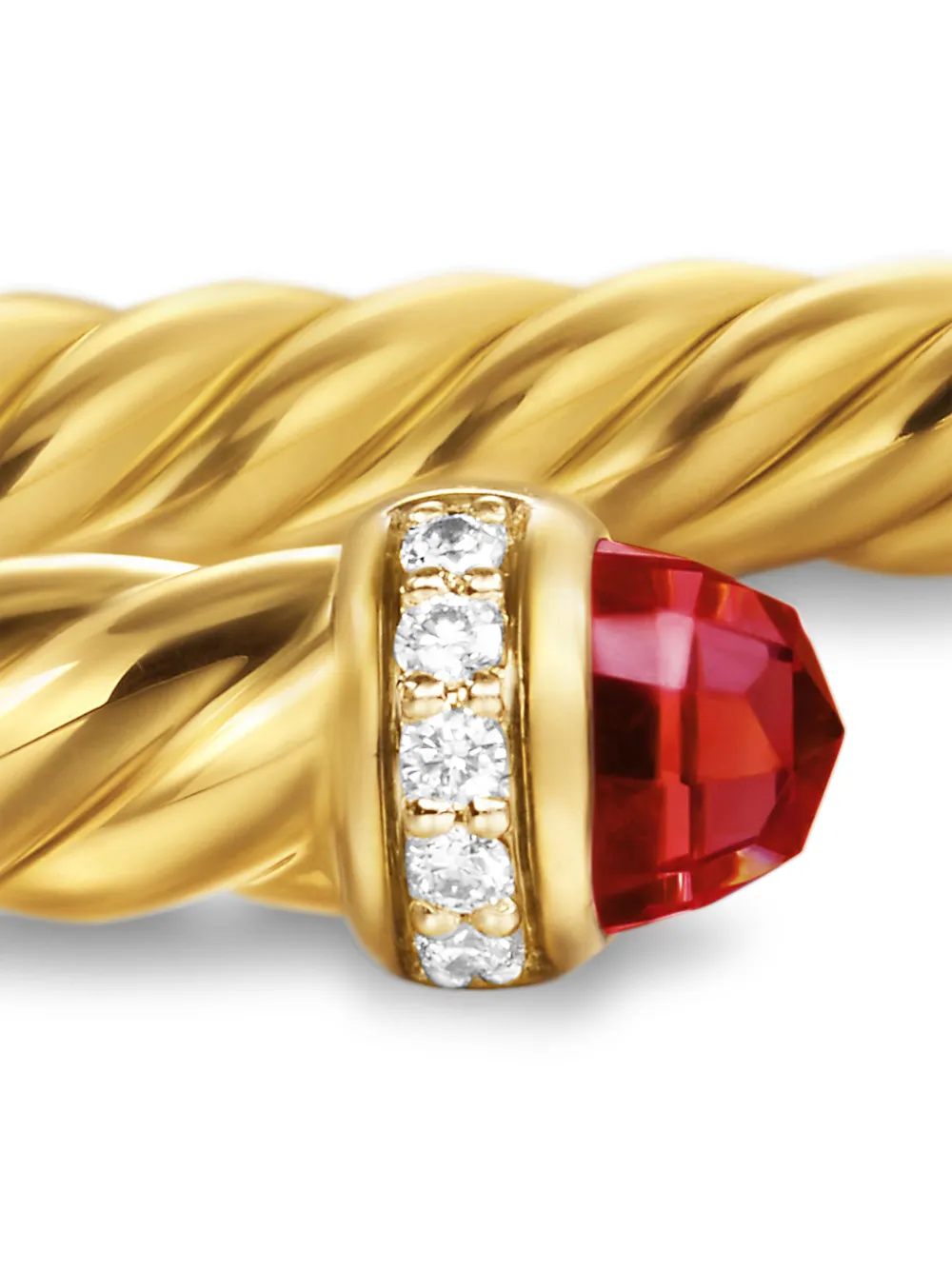 David Yurman 18kt Yellow Gold Cablespira Garnet Cuff In Gold