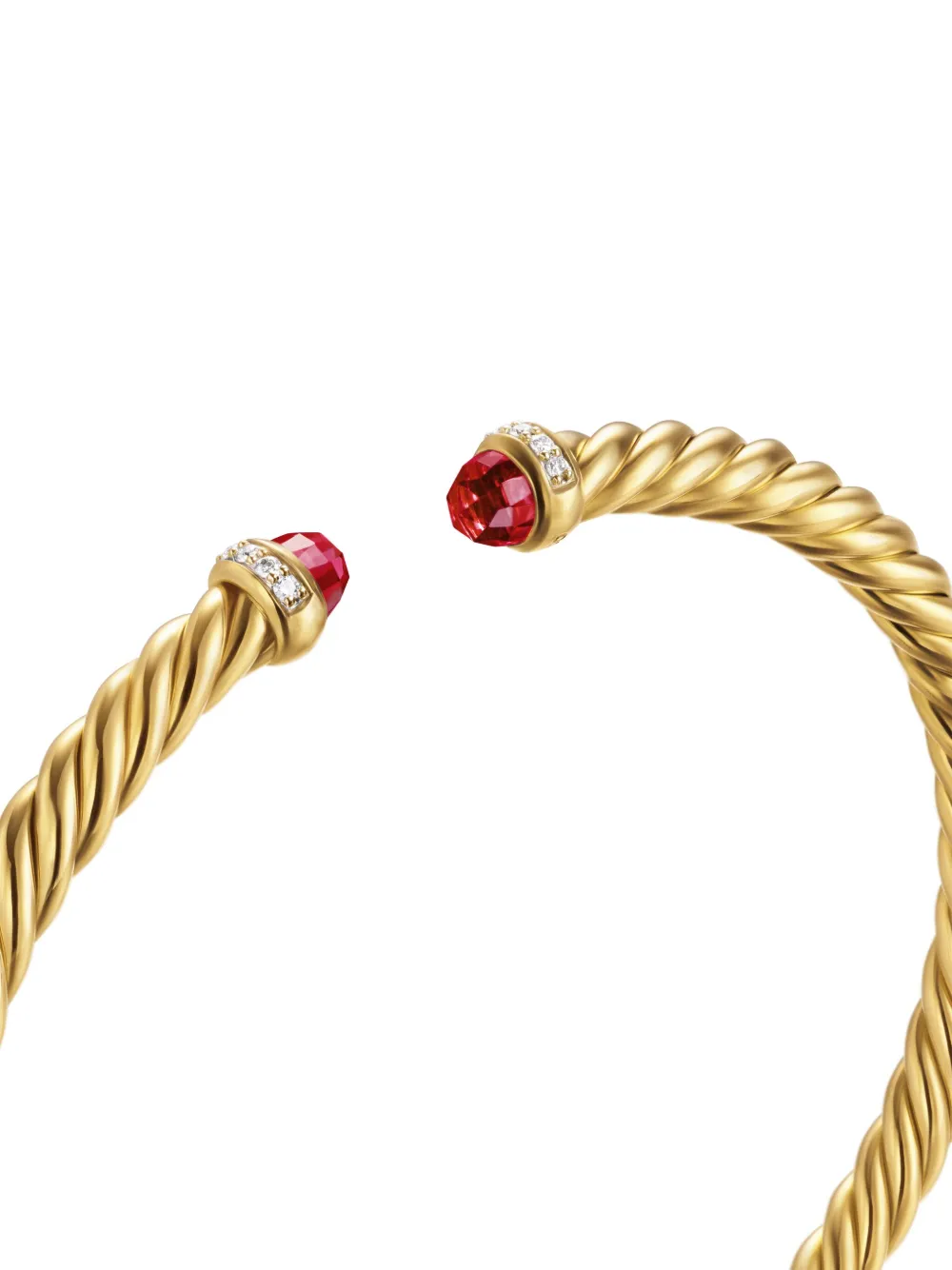 David Yurman 18kt Yellow Gold Cablespira Garnet Cuff In Gold