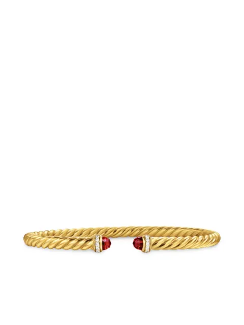 David Yurman Cablespira ガーネット＆ダイヤモンド ブレスレット 4mm 18Kイエローゴールド