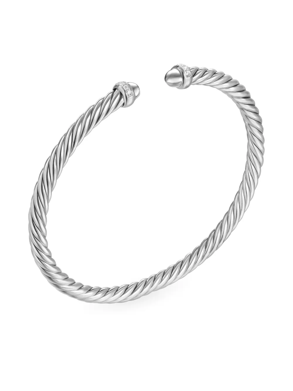 Sterling Silver Cablespira Diamond Bracelet (4mm)